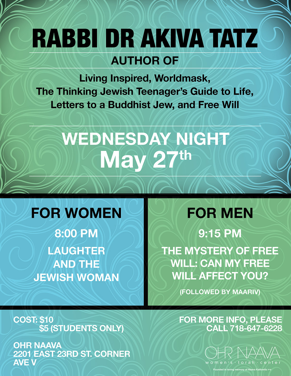 Rabbi Akiva Tatz - Shiur For Women and Shiur for Men